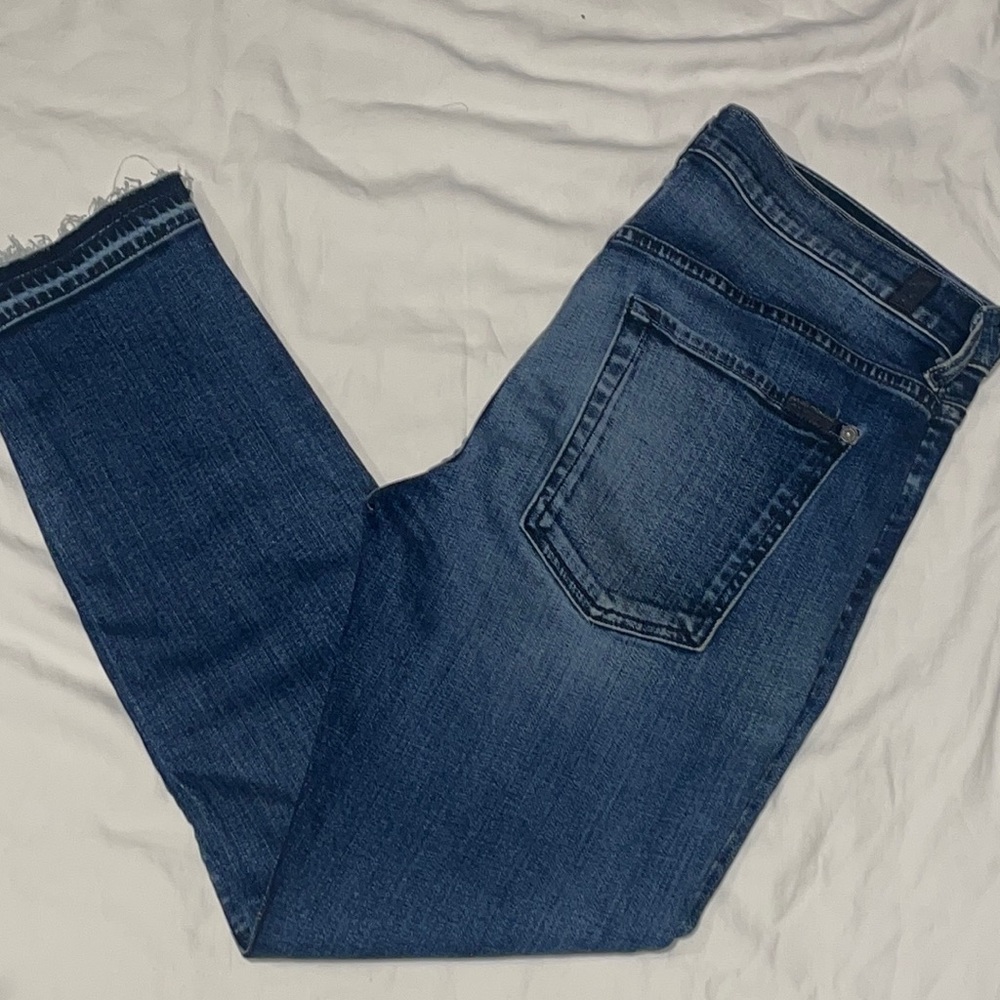 New 7 For All Mankind Paxtyn Straight Leg Crop Jeans Wash 32 34 - Picture 1 of 10